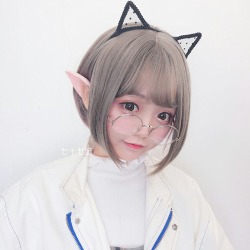 原宿风日常圆脸逼真锁骨发bobo头