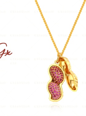 「好事花生」镀k金满钻花生吊坠项链女秋冬毛衣链饰送女友送妈妈