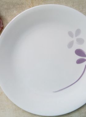 美国进口康宁耐热玻璃餐具CORELLE紫色幸运草8寸圆平浅盘碟108WP