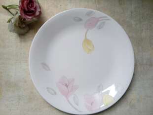 美国进口康宁耐热玻璃餐具CORELLE郁金香8寸圆平浅盘碟108EC正品