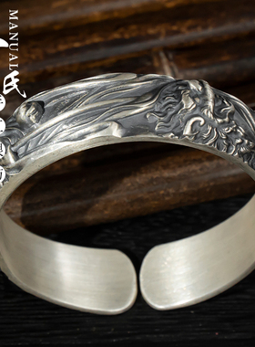 寸银坊民族风99足银地藏王手镯