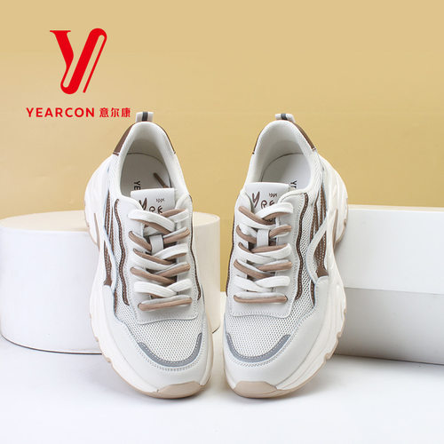 意尔康女鞋厚底透气老爹鞋