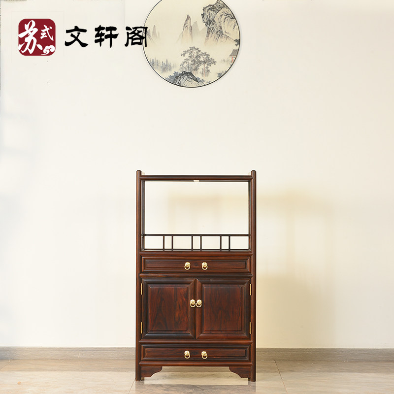 红木家具餐边柜中式双层带抽茶水柜酸枝木苏式明清古典客厅置物柜