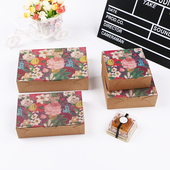 烘焙包装 中秋月饼盒百花盛开4粒6粒花朵复古蛋黄酥牛皮纸创意纸盒