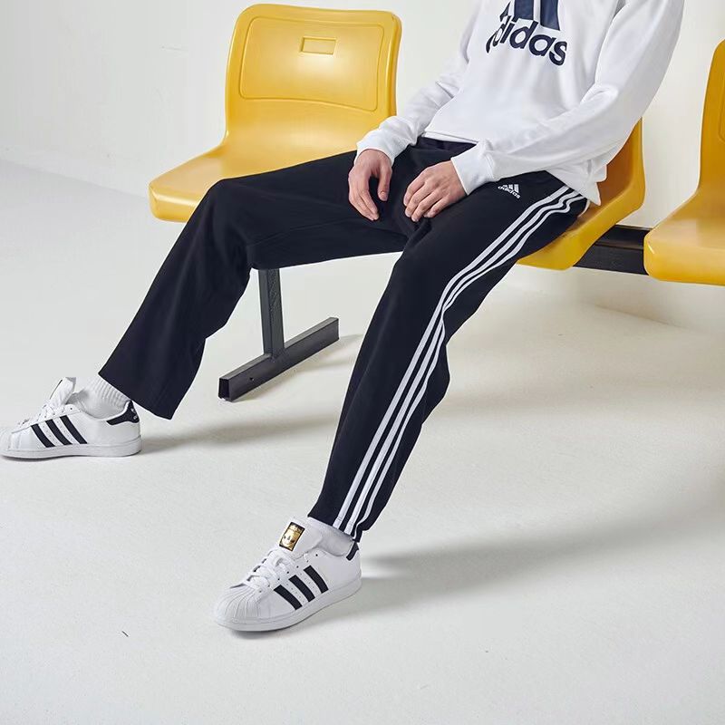 阿迪达斯长裤黑白三条纹直通长裤春秋男性TR30PR-BW