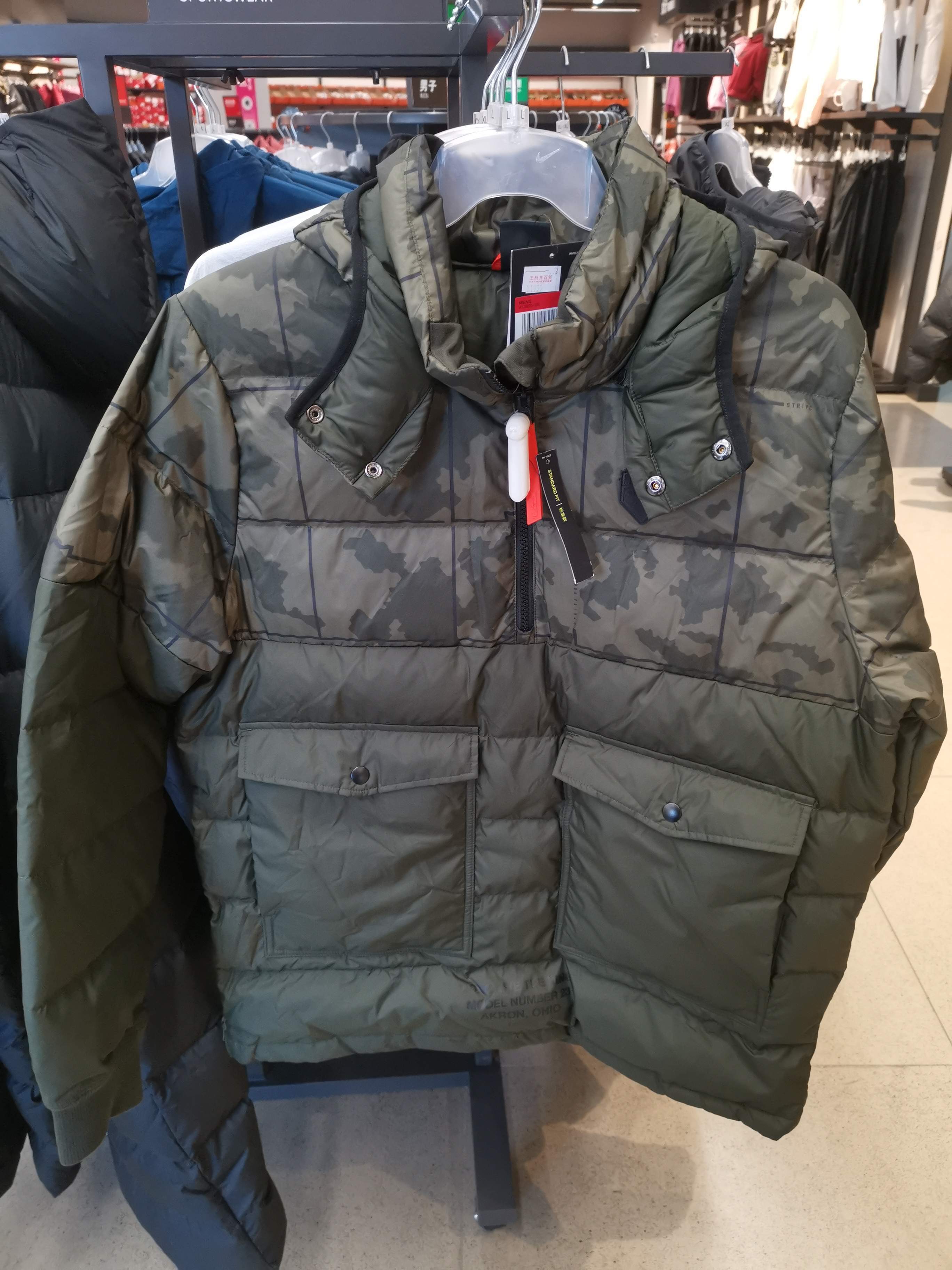 耐克半拉链连帽羽绒服