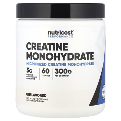 现货美国Nutricost Creatine Monohydrate一水肌酸冲饮粉原味300g