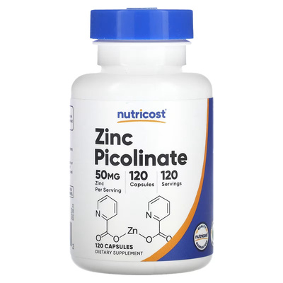 现货美国Nutricost Zinc Picolinate吡啶甲酸锌50 毫克120 粒胶囊