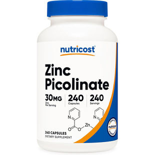 美国Nutricost Zinc Picolinate 吡啶甲酸锌胶囊30mg240粒