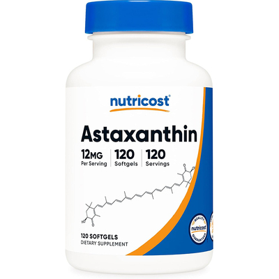 现货Nutricost Astaxanthin天然虾青素 雨生红球藻微藻12mg120粒