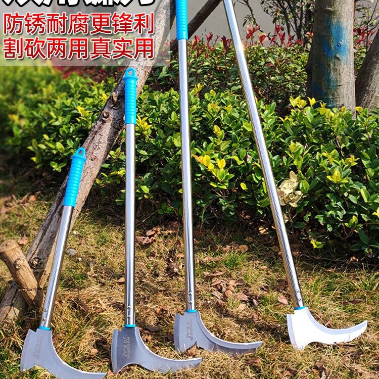 农用镰刀割草刀两用双砍柴刀户外多功能砍树玉米杆不锈钢钓鱼伐木图片