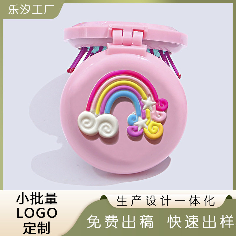 跨境一体梳粉色黄色logo小梳子折叠折叠梳镜化妆镜可爱气垫梳子