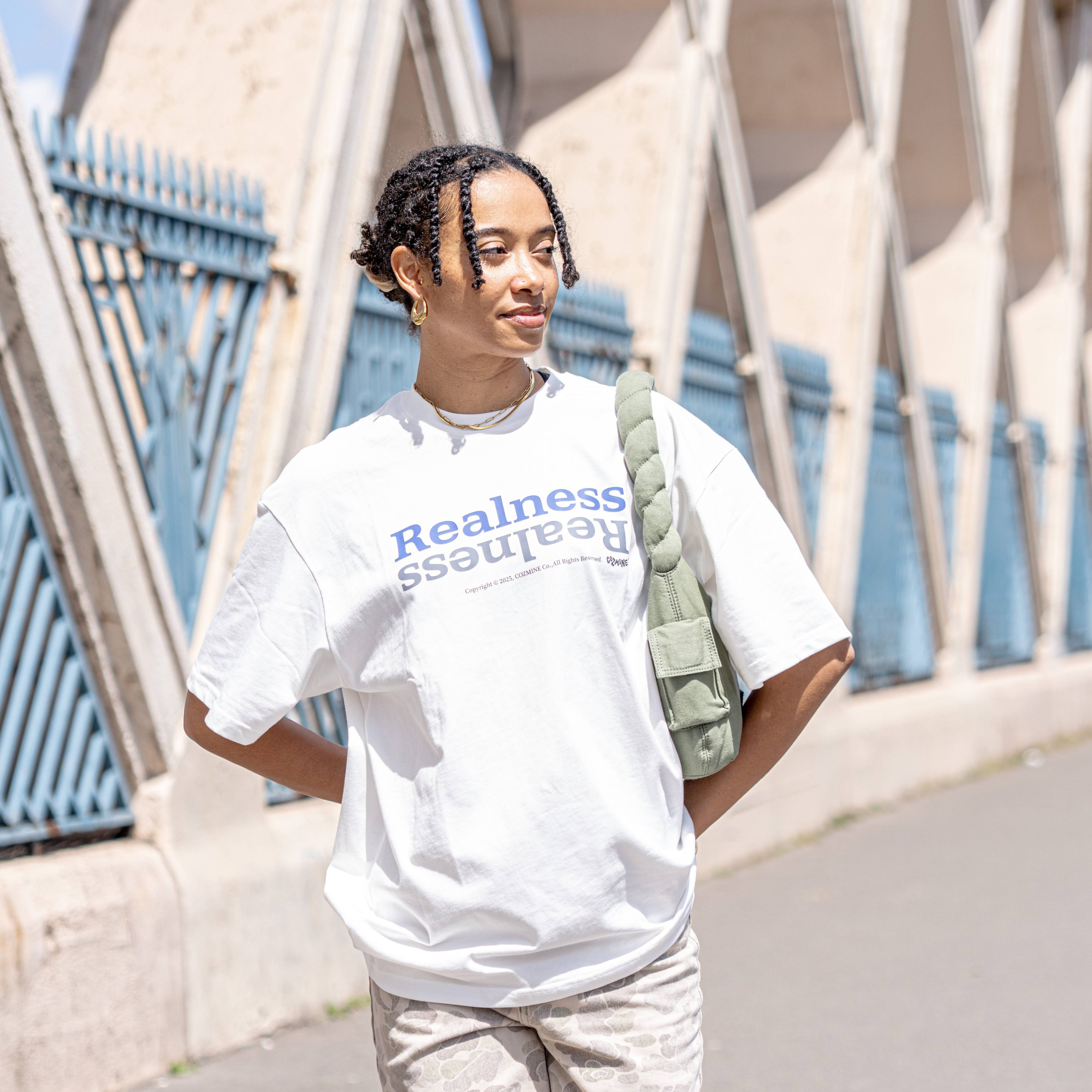 COZMINE 矿客兄弟 REALNESS 圆领纯棉黑白短袖嘻哈风情侣款tee