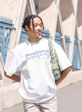 COZMINE 矿客兄弟 REALNESS 圆领纯棉黑白短袖嘻哈风情侣款tee