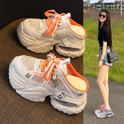 巨好看10cm内增高跟包头半拖鞋女鞋2026新款夏季外穿厚底超火凉拖