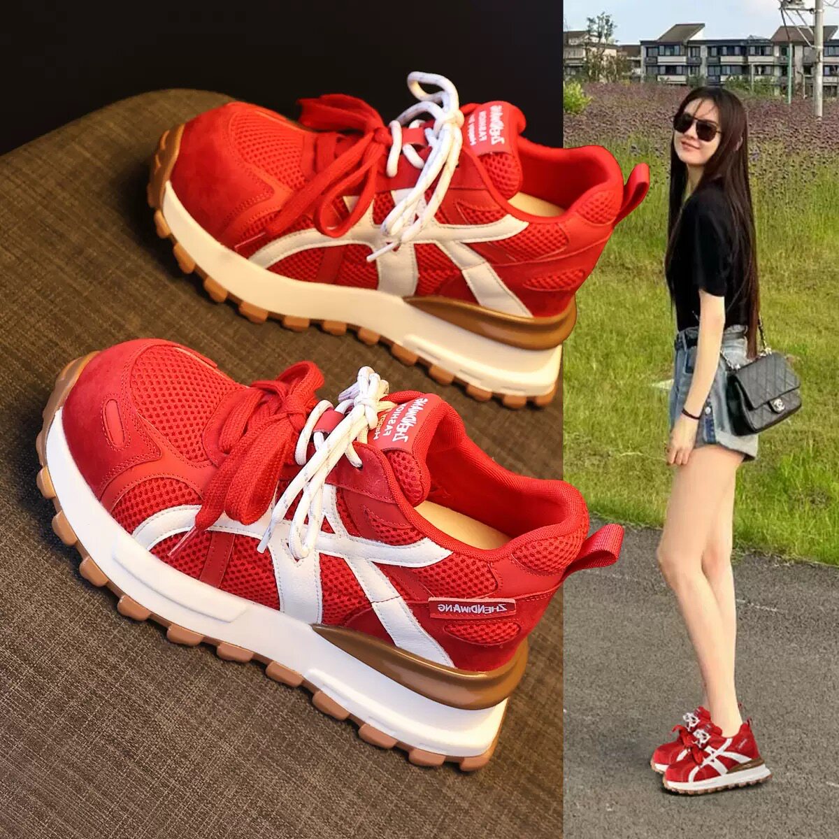 内增高阿甘鞋女2026春季新款轻便百搭显脚小休闲运动老爹德训鞋子