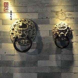 复古仿石狮子头毛巾架卫生间古典家具拉手民宿家居酒店餐厅 新中式