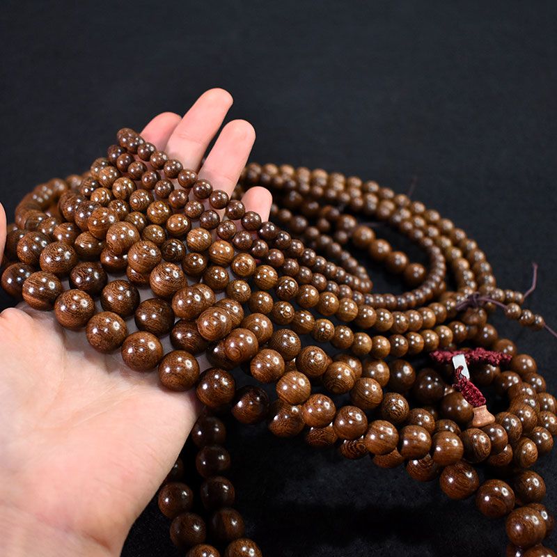 金丝檀木楠木佛珠108颗念珠手链佛珠手串男士女红木文玩檀木手链