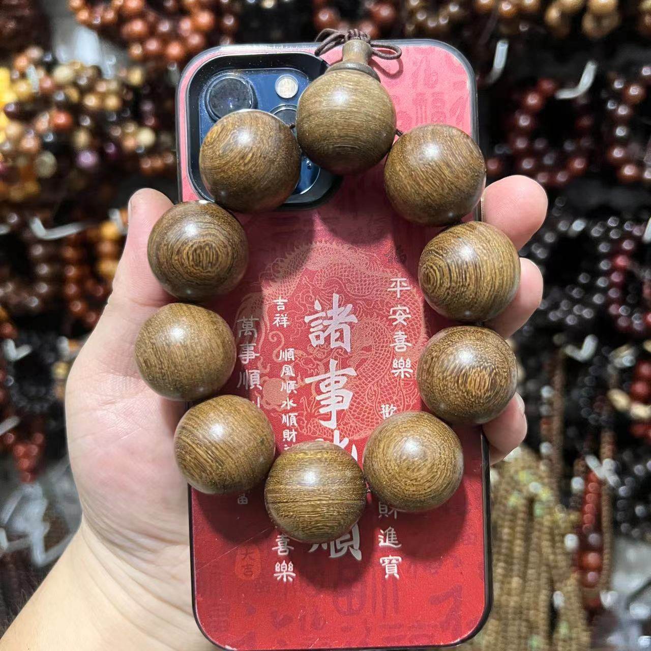 正宗金丝檀木25m超大款佛珠手串男女款文玩饰品念珠手链檀香文玩