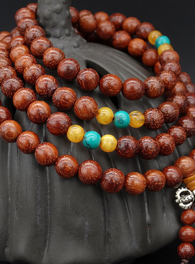 天然猫眼紫檀中国结饰品佛珠手链