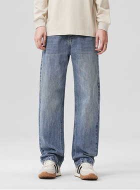 YND2025秋冬新款浅蓝色休闲百塔合体直筒裤仔