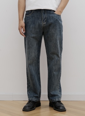 何青菜 MCYY秋冬上新 简约复古水洗经典直筒打底竹节牛仔长裤