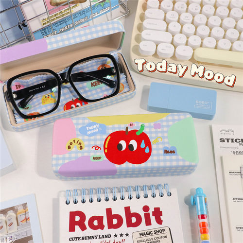 今日心情近视眼镜盒送眼镜布