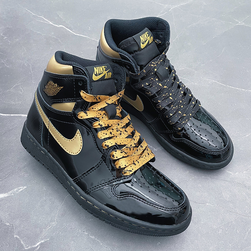 AF1aj1鞋带黑金泼墨鸳鸯