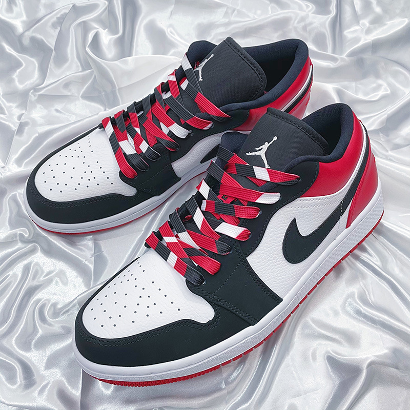 aj1AF1low鞋带黑脚趾黑白红