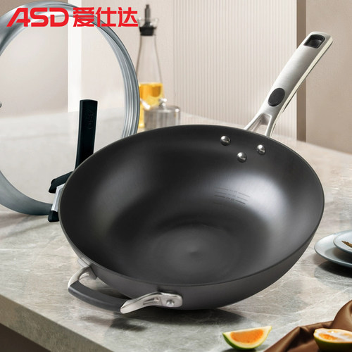 爱仕达32m无涂层铸铁炒锅