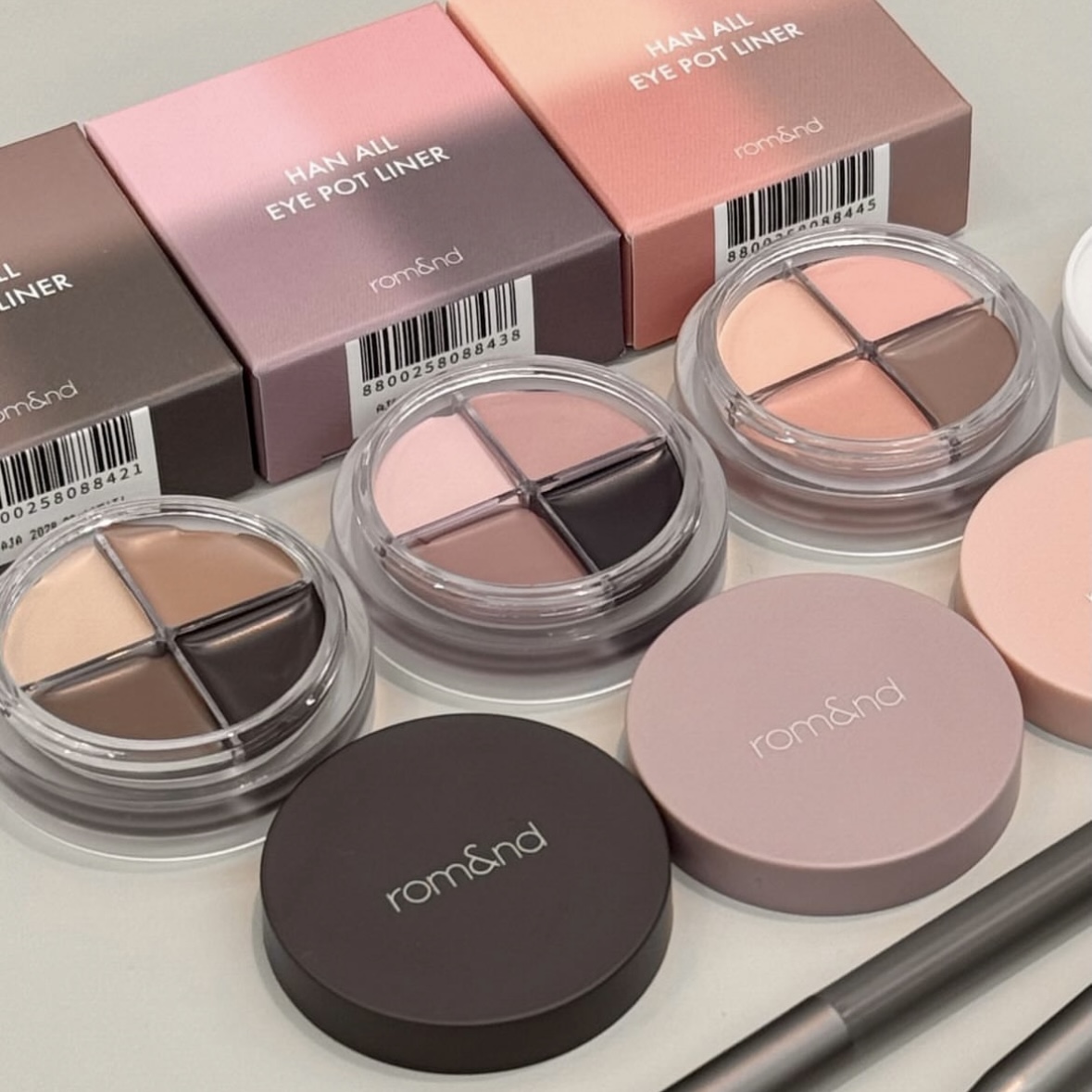 一盘搞定眼妆！Romand韩国新品四色眼影膏多用眼线韩女四合一立体