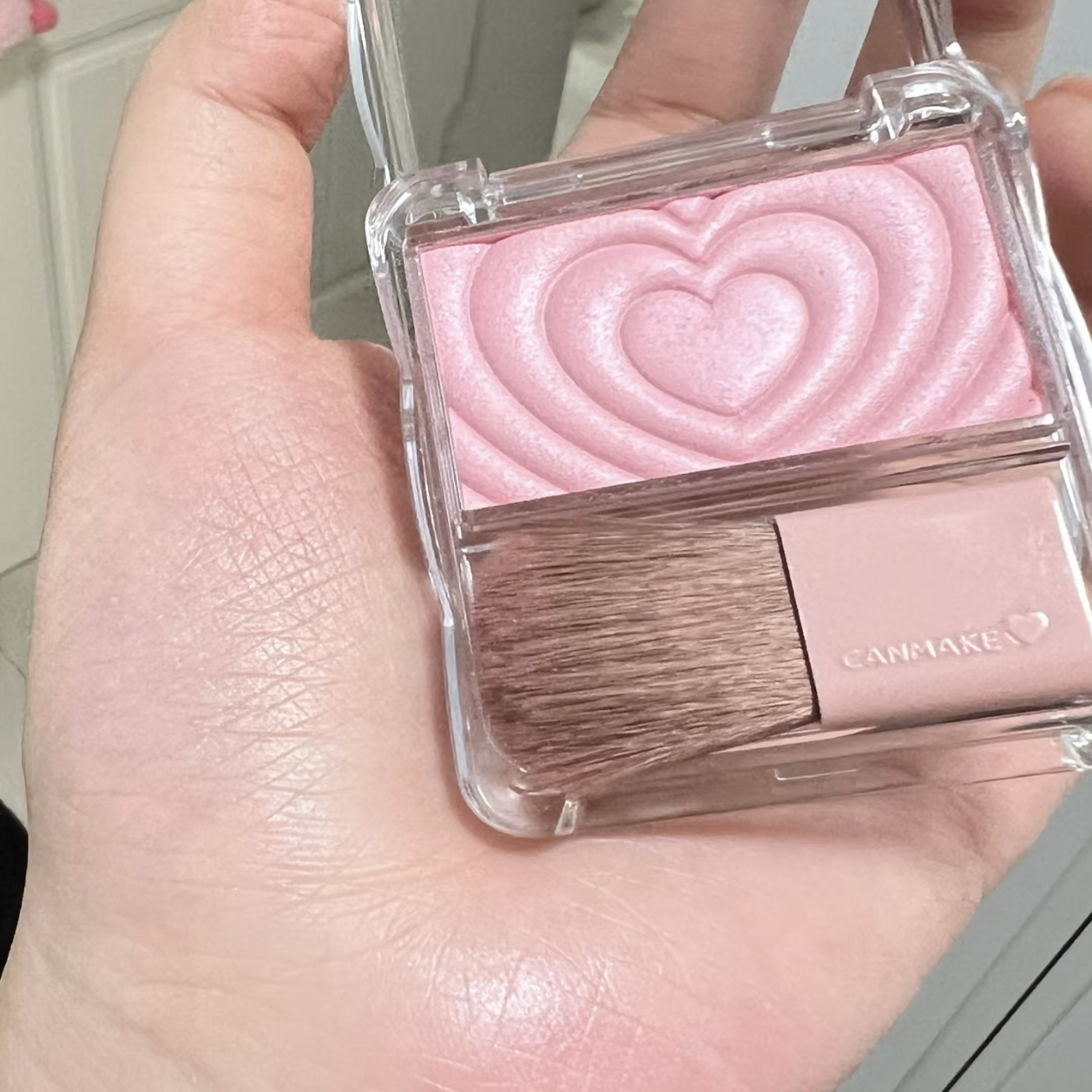 【保税】CANMAKE/井田日本爱心浮雕单色腮红自然光泽高光带刷子