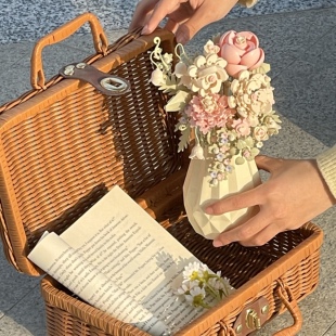 积木花拼装玩具花瓶盆栽摆件网红手工diy女孩系列生日礼物小颗粒