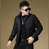 欧货保暖羽绒服男士 加厚90白鸭绒防寒服提花立领外套男装 冬季 新款