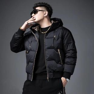 欧洲站羽绒服男2025新款冬季潮男装加厚保暖提花内里连帽男士外套