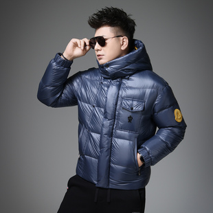 欧货男士高端羽绒服冬季2025新款潮流撞色内里90白鸭绒面包服外套
