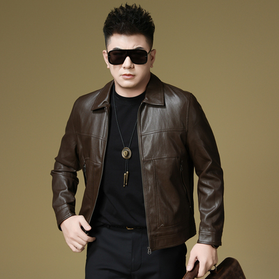 欧货轻奢男士春秋冬拼接皮衣夹克