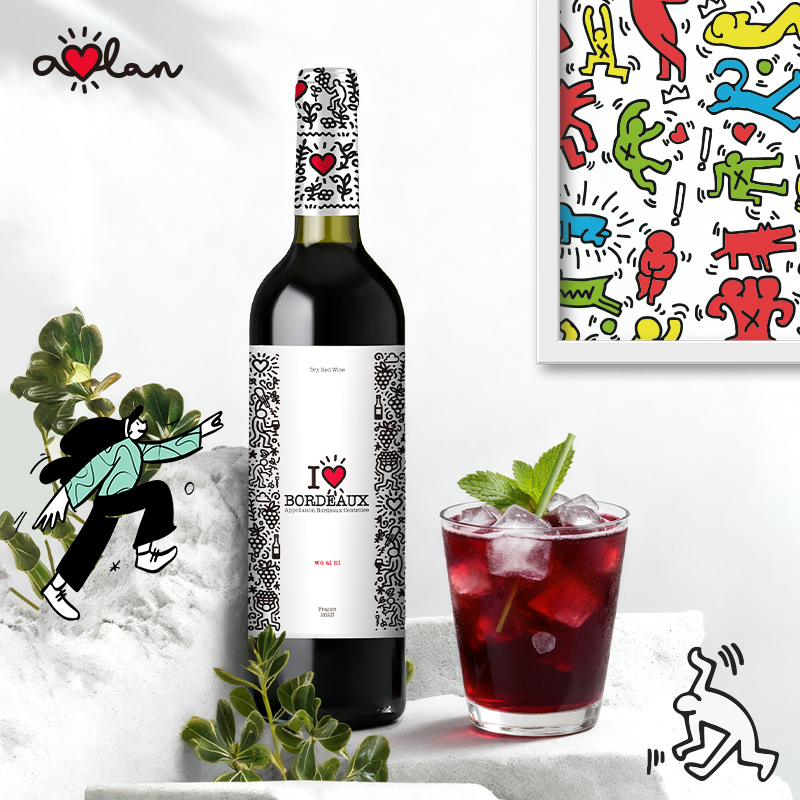 奥兰天天法国波尔多干红葡萄酒750ml原瓶进口红酒微醺晚安热红酒