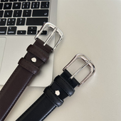 自用分享 高级感银扣真皮腰带女大气chic风咖色皮带潮流百搭黑色