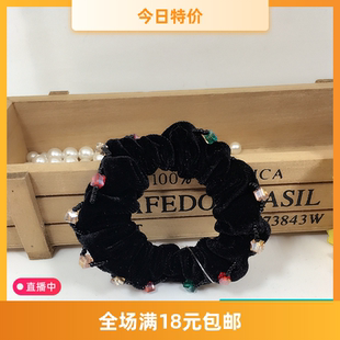 日韩版南韩国发绳发圈皮筋头绳大绒布艺头饰发饰新款水晶头花气质