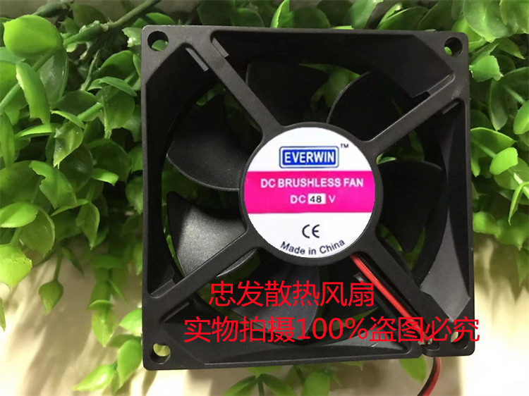 原装EVERWIN散热风扇 8cm 8025 12v 24v 48v 二线散热风扇