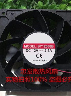 MODEL:SY12038B 12V2.5A 十二伏 烧烤炉里旁边方形3线风机 京民兴