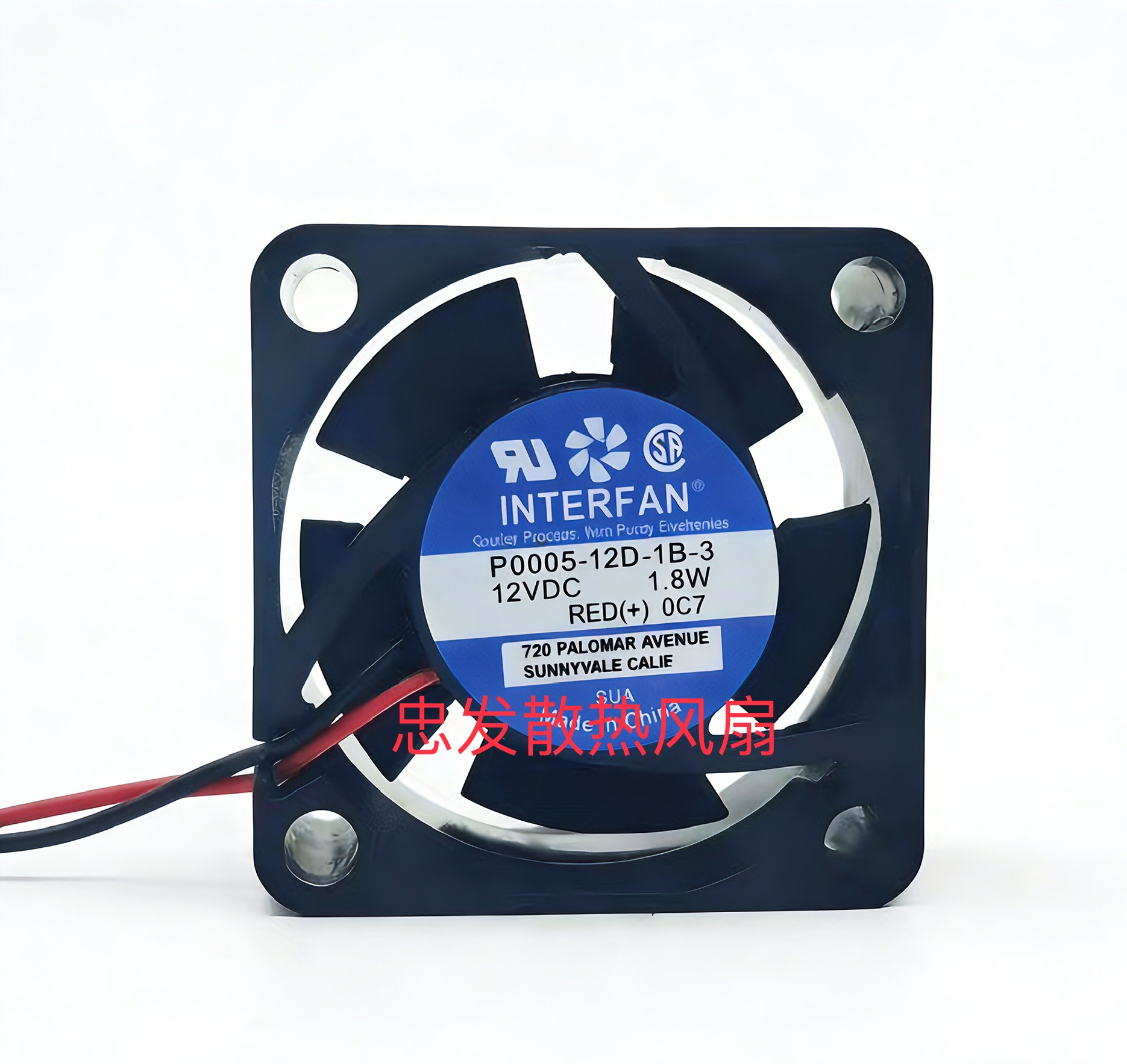 INTERFAN P0005-12D-1B-3 12VDC 1.8W 4020 机箱电源散热风扇