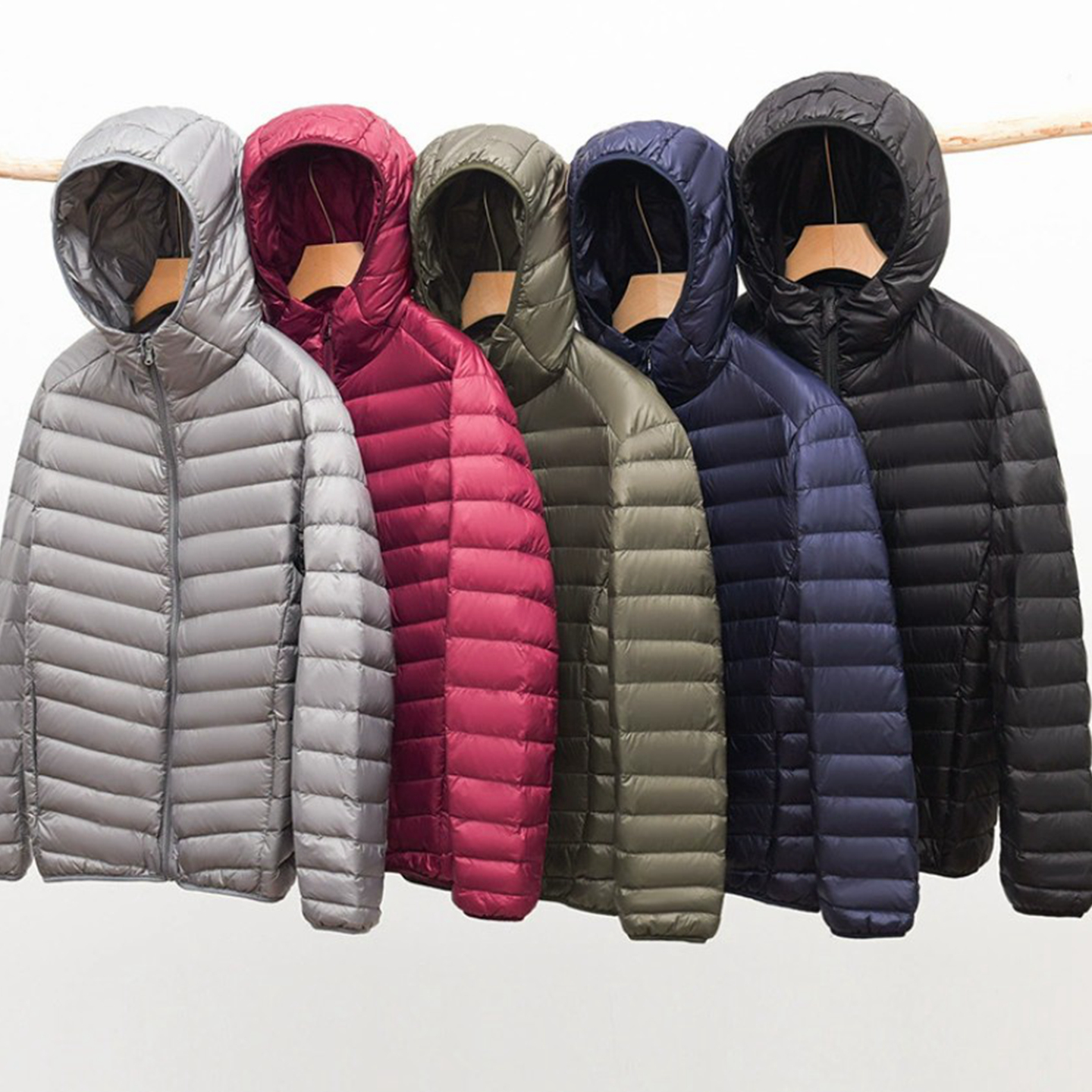 轻薄连帽短款羽绒服男士保暖外套