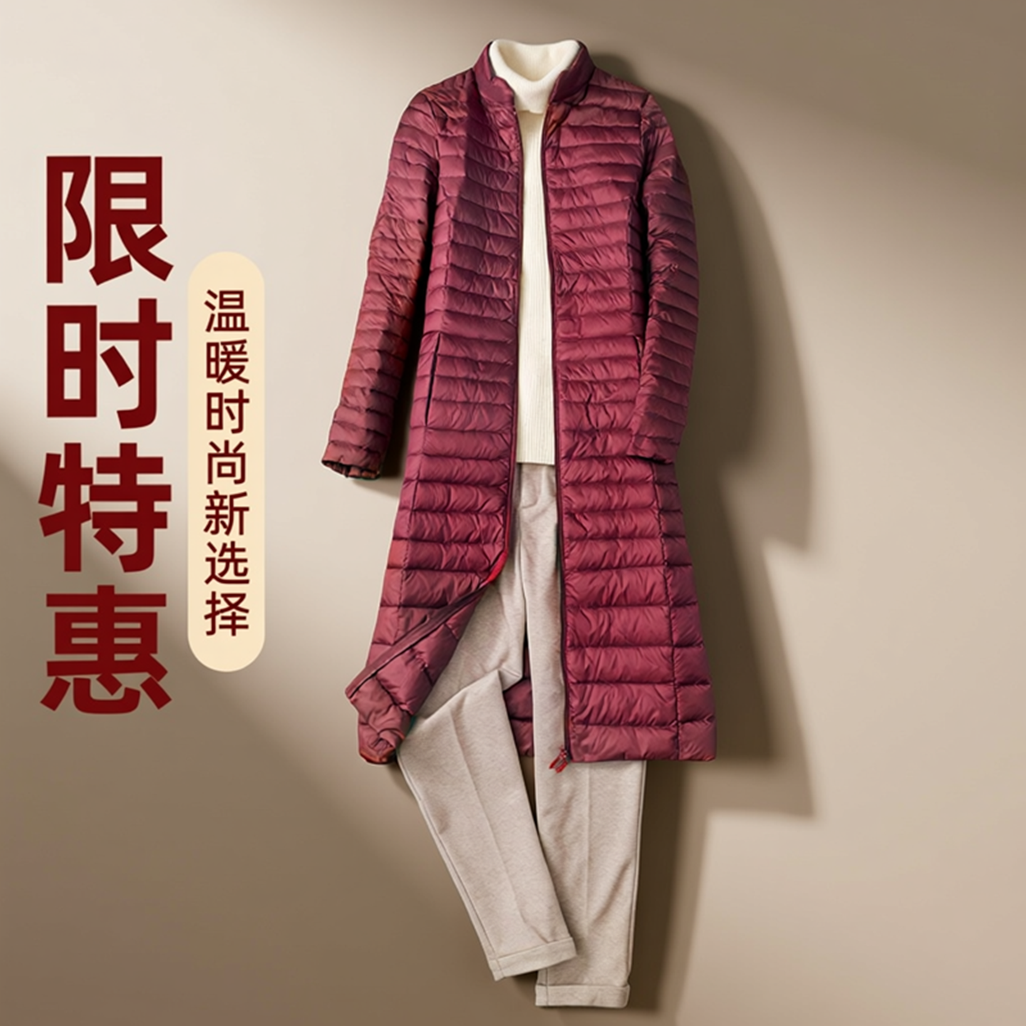 2025新款轻薄长款羽绒服女立领修身显瘦中长款保暖时尚休闲外套