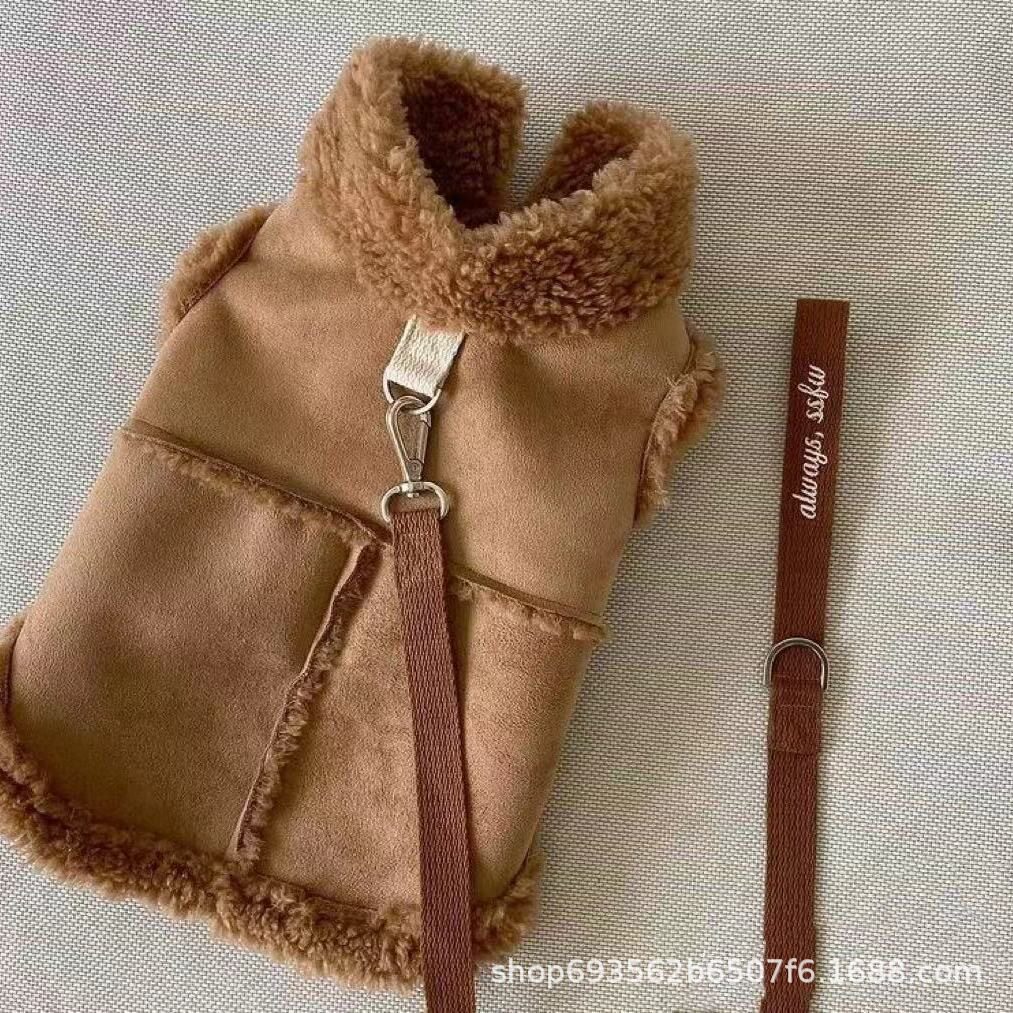 可牵引加绒狗狗衣服冬装宠物泰迪小狗小型犬比熊博美猫咪衣服秋冬