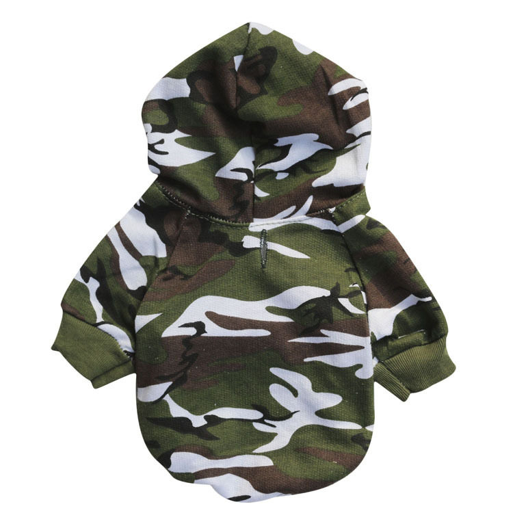 宠物衣服批发 狗狗服装 棉迷彩带帽卫衣插肩体恤小型犬 春秋款