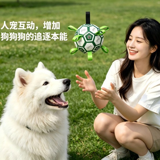 跨境外贸亚马逊狗狗训练专用足球logo宠物狗球类玩具用品工厂批发