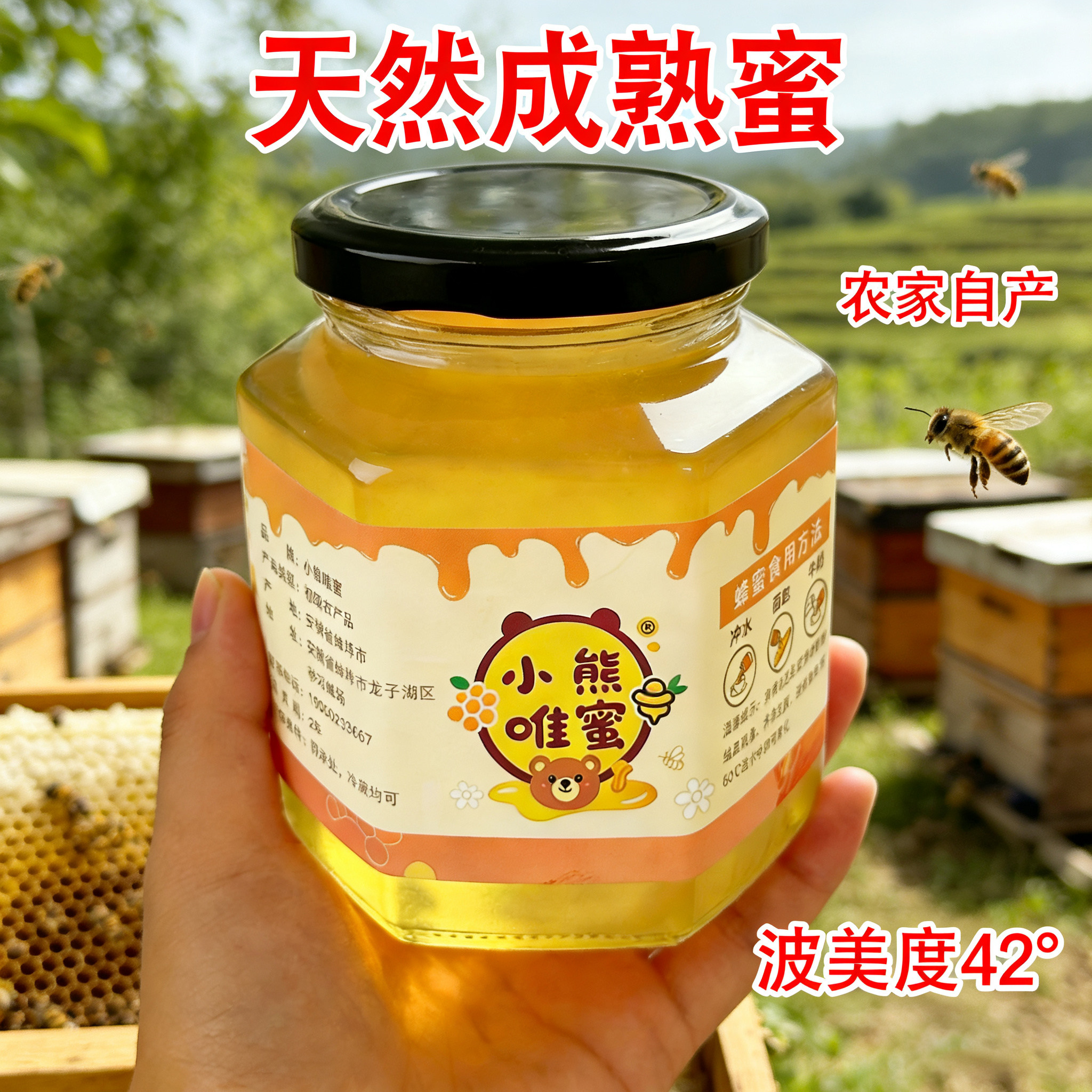 蜂蜜纯正天然农家自产无添加洋槐蜜荆条蜜土蜂蜜500g成熟槐花蜜