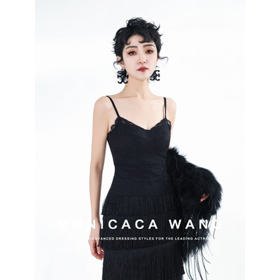 【莫妮卡卡】百搭辣妹骨线小吊带修身显瘦性感女士自带胸垫美背